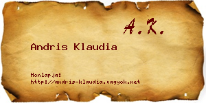 Andris Klaudia névjegykártya